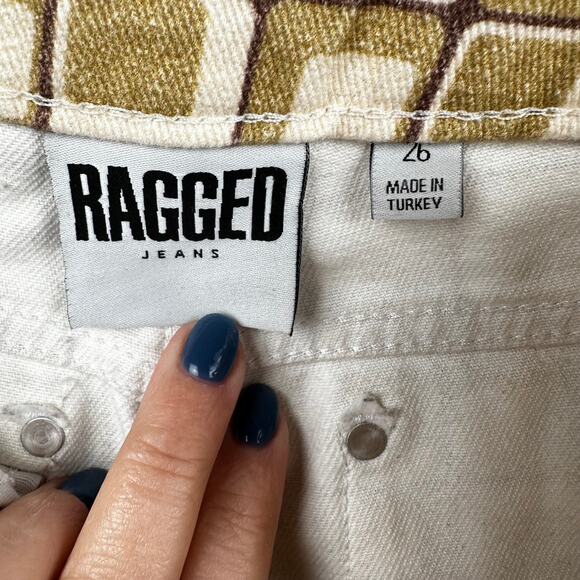 The Ragged Priest Jeans High Waist Pants Geometric Gold Cream 26 Boho Hippie - Picture 11 of 15